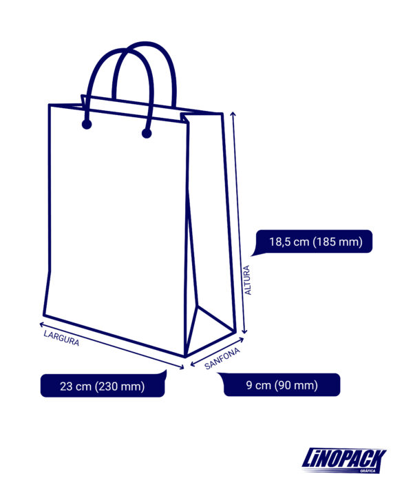 Sacola de papel Personalizada 23x18,5x9 cm